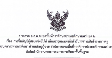 อ.ก.ค.ศ.เขตพื้นที่การศึกษาประถมศึกษาแพร่ เขต 2 เรื่อง การขึ้นบัญชีผู้สอบแข่งขันได้ เพื่อบรรจุและแต่งตั้งเข้ารับราชการเป็นข้าราชการครูและบุคลากรทางการศึกษา ตำแหน่งครูผู้ช่วย สำนักงานเขตพื้นที่การศึกษาประถมศึกษาแพร่ เขต 2 สังกัดสำนักงานคณะกรรมการการศึกษาขั้นพื้นฐาน ปี พ.ศ.2569 จำนวน 4 ราย